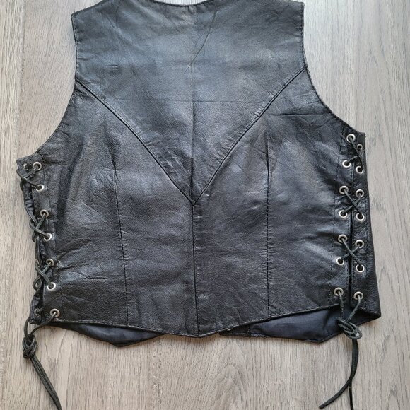 Genuine Leather Vest | Silver Bike Vest S - Picture 6 of 7